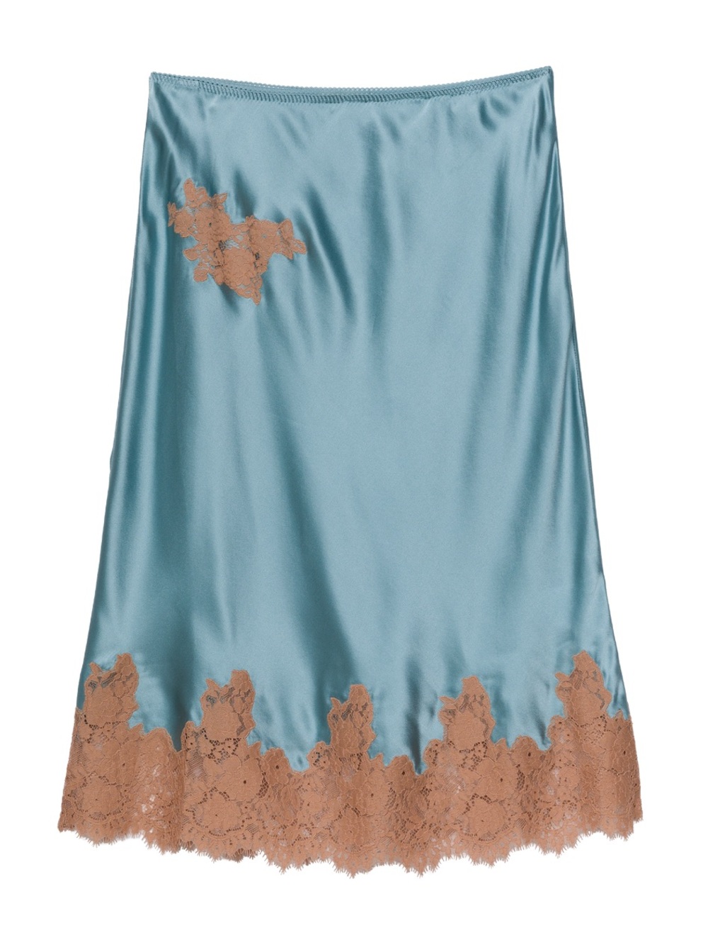 Doen Elowette silk lace trim skirt Aquamarine
